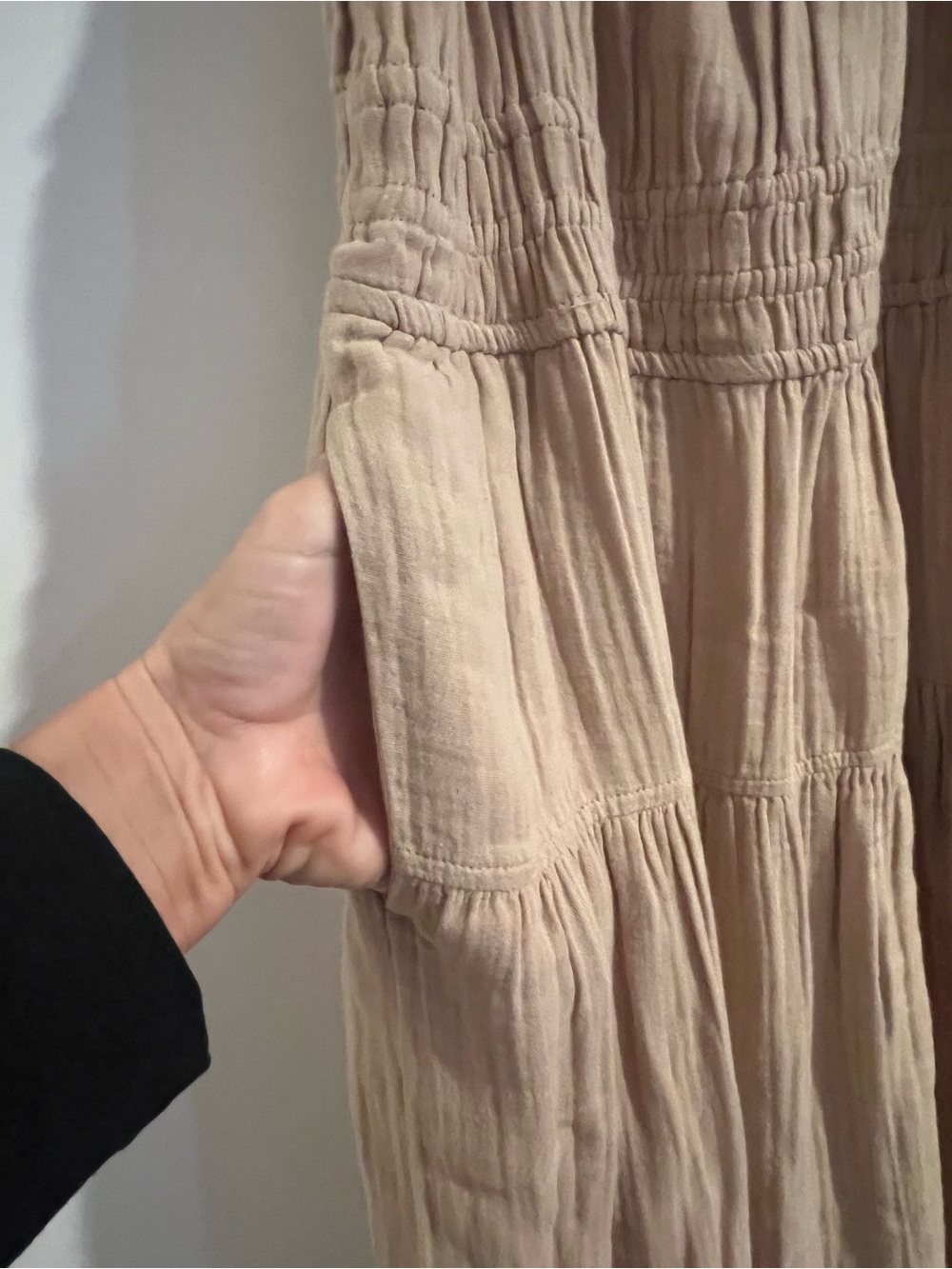 Boho Tiered Maxi Dress in Dusty Beige - Picture 2 of 3